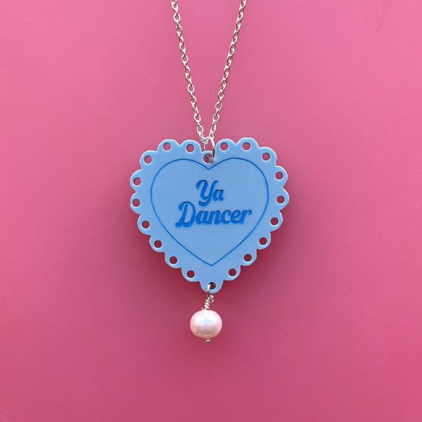 Ya Dancer Eras Style pastel heart necklace with pearl