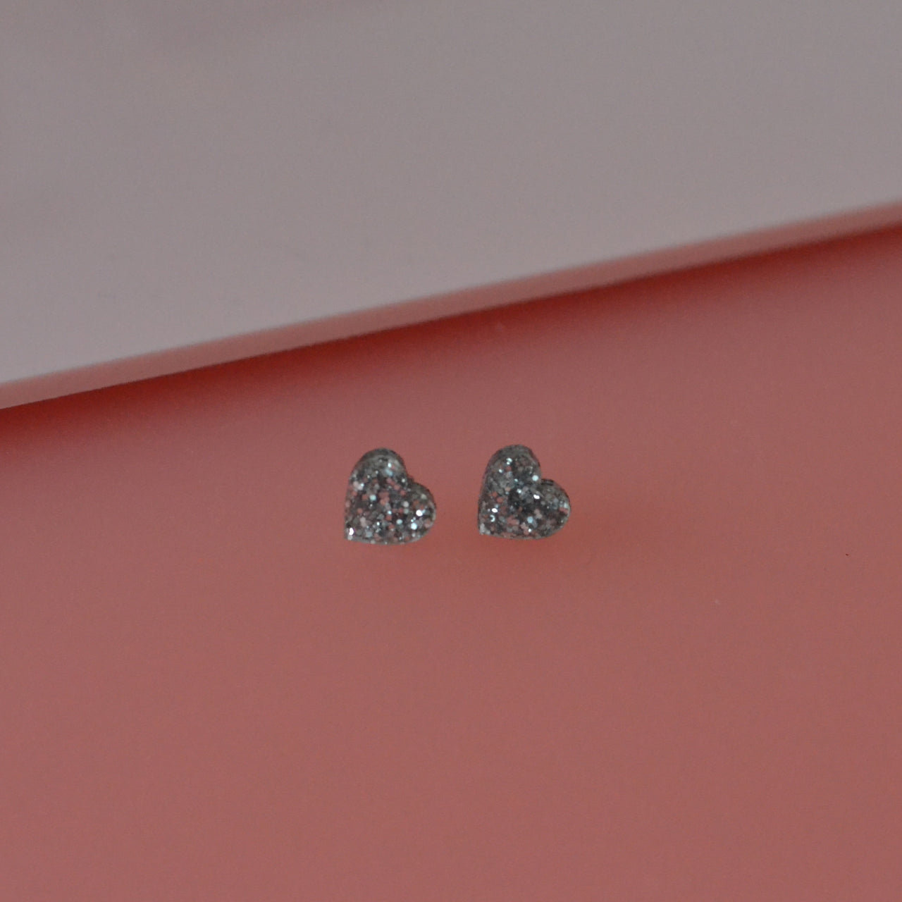 Tiny Glittery Sparkly Heart Earrings Studs