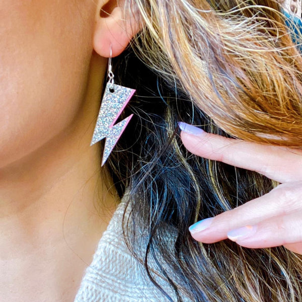 Glitter Lightning Bolt Earrings