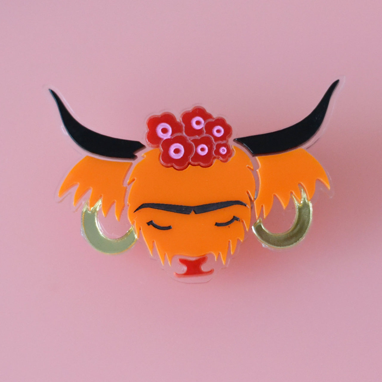 Frida Cowhlo Highland Cow Brooch