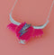 David Cowie Highland Cow Necklace - Pink and Silver Glitter