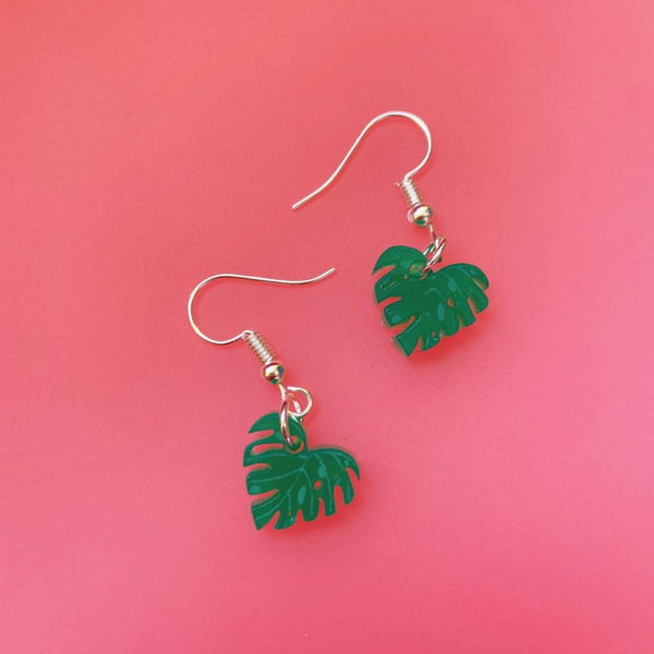 Mini Monstera Earrings
