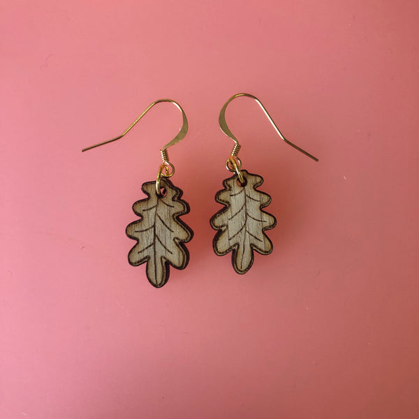 Oak Leaf Wooden Earrings