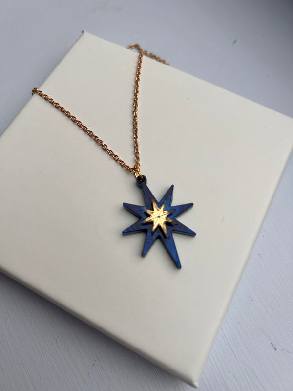Celestial Luxe Edition: Midnight Blue North Star Pendant Necklace