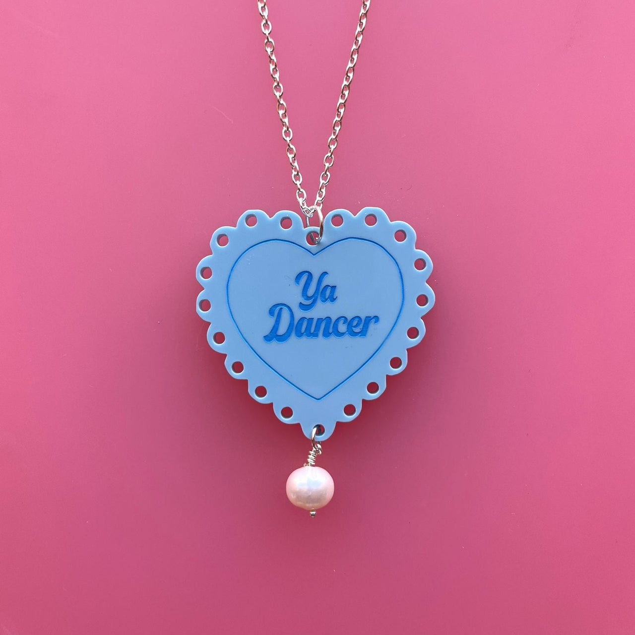 Ya Dancer Eras Style pastel heart necklace with pearl