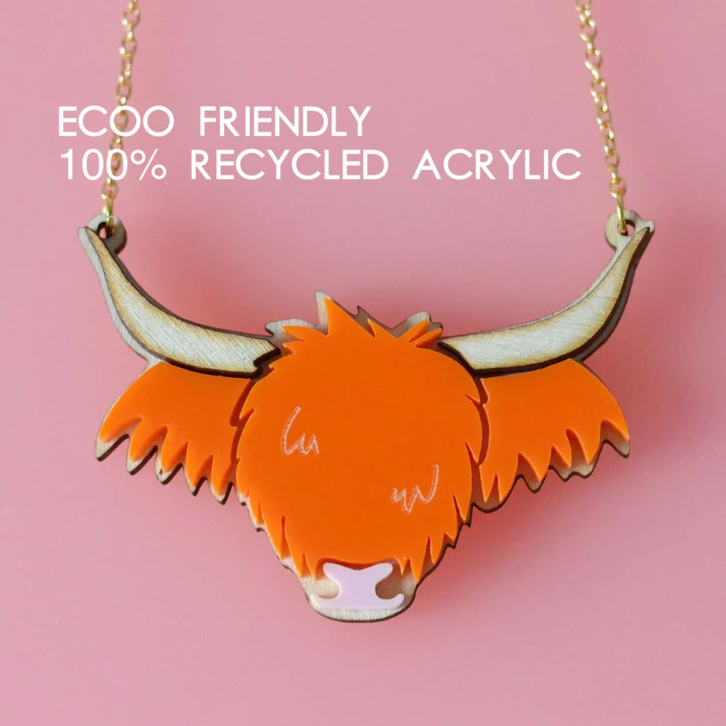 Ecoo-Friendly Wee Highland Cow Necklace