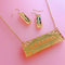 Gold Caramel Blinger Necklace and Earring Set