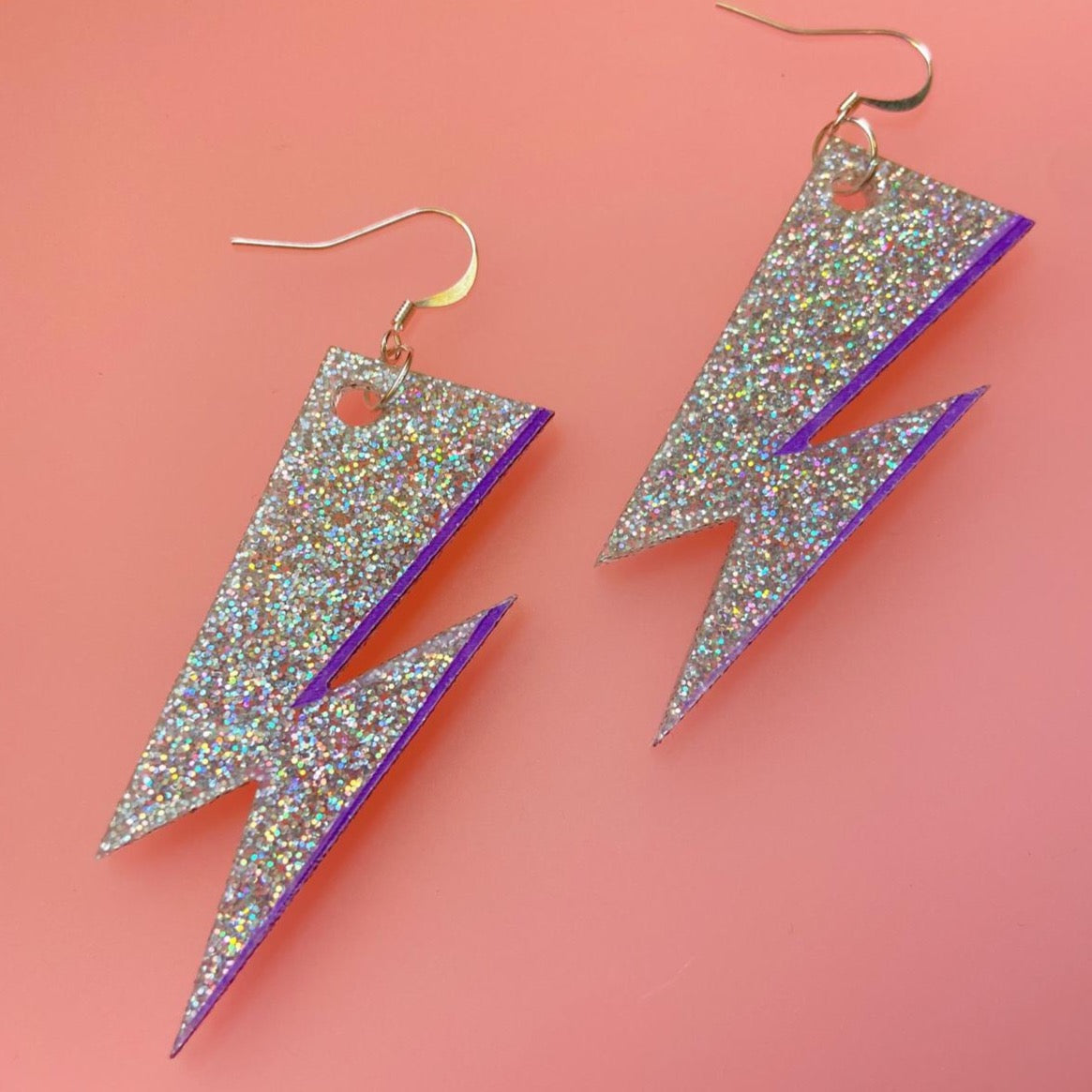 Glitter Lightning Bolt Earrings