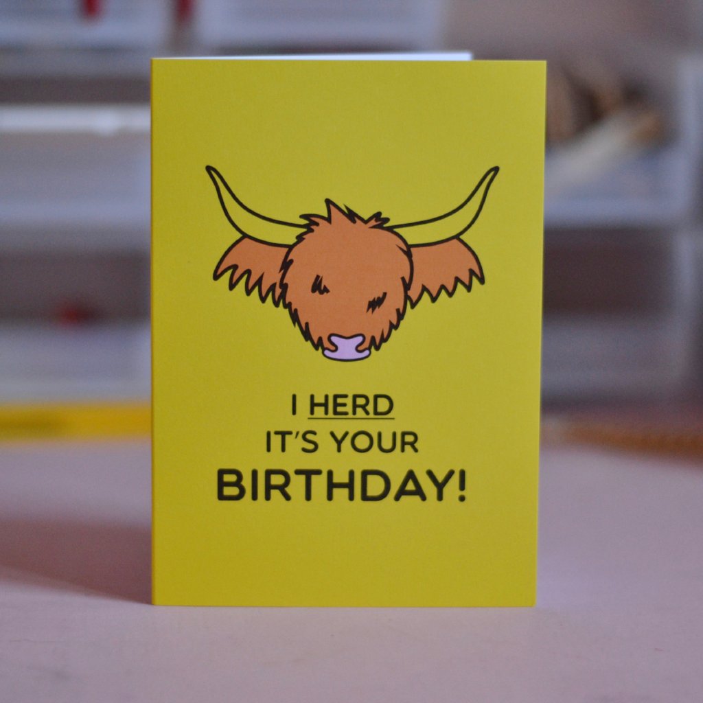Herd It's Your Birthday Highland Cow Card