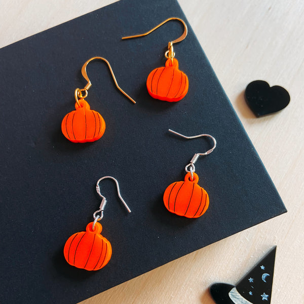 Mini Pumpkin Earrings for Halloween