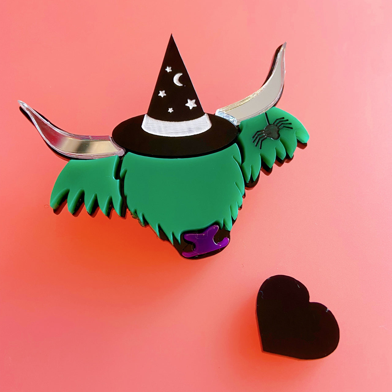WitchyCoo Limited Edition Halloween Highland Cow Brooch