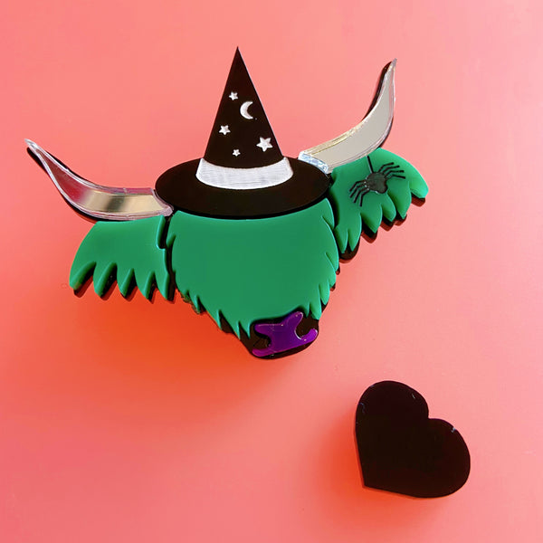 WitchyCoo Limited Edition Halloween Highland Cow Brooch
