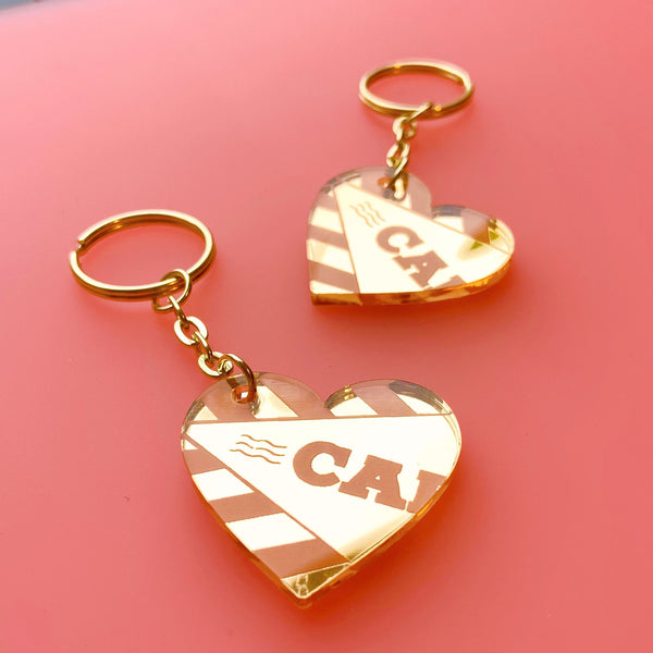 Gold Heart Wafer Biscuit Inspired keyring
