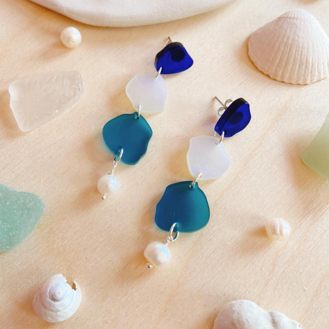 Seaglass inspired, Dangles Earrings