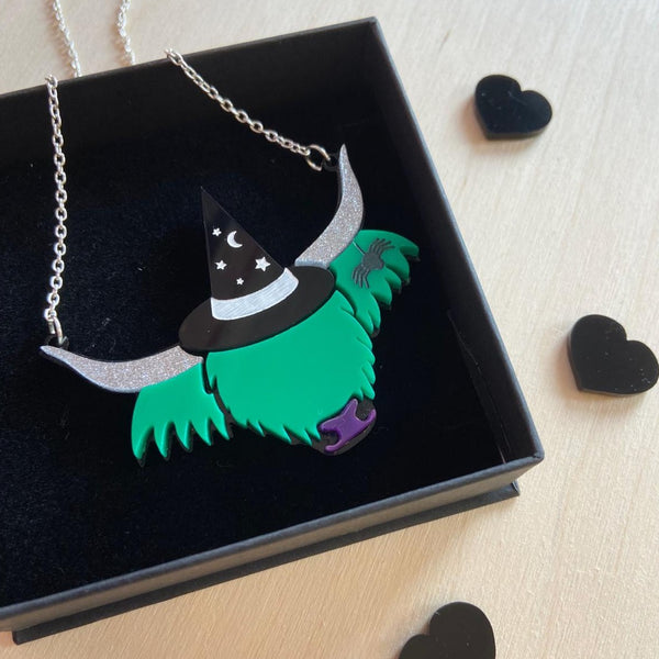 WitchyCoo Limited Edition Halloween Highland Cow Necklace