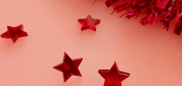 Red Shining Star Stud Earrings