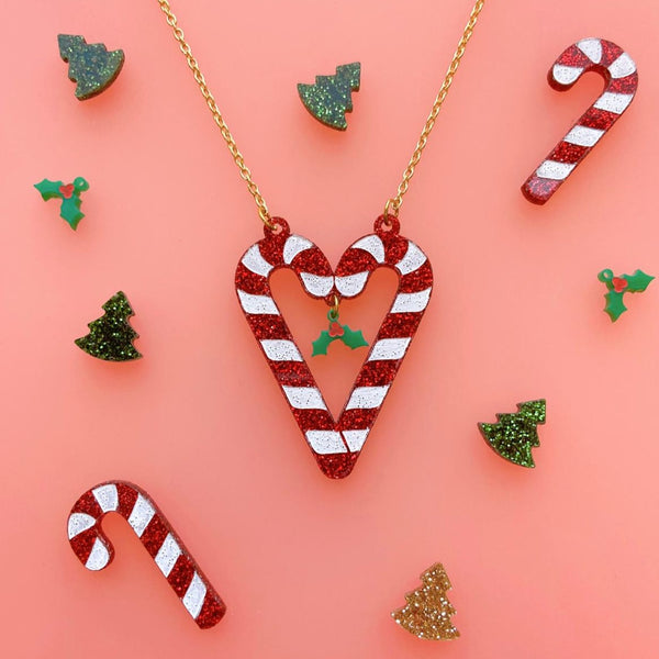 Candy Cane Heart Necklace