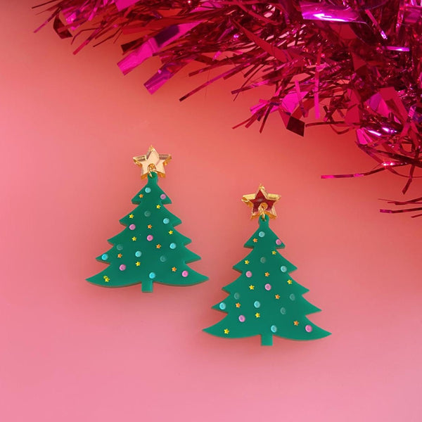 Christmas Tree Dangle Earrings