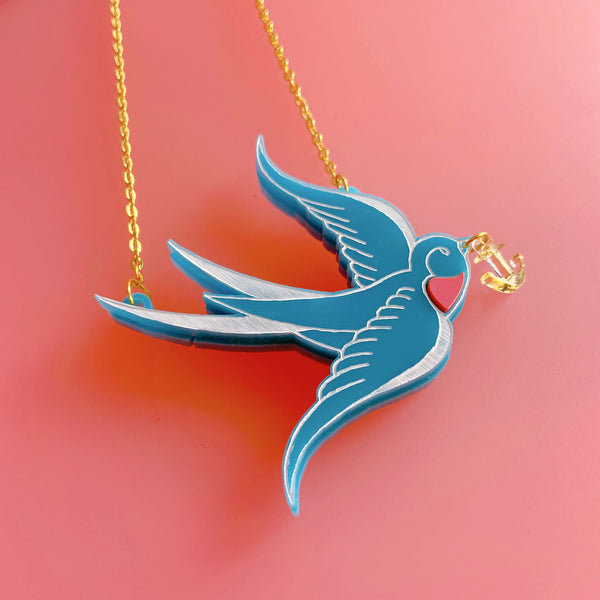 Swallow Necklace with Anchor