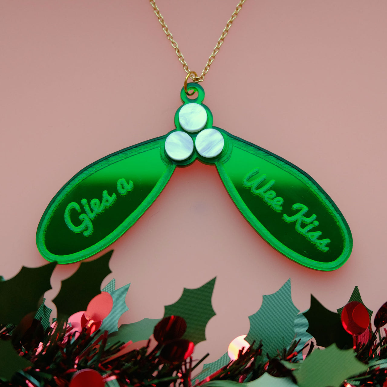 Limited Edition Christmas Mistletoe Statement Necklace